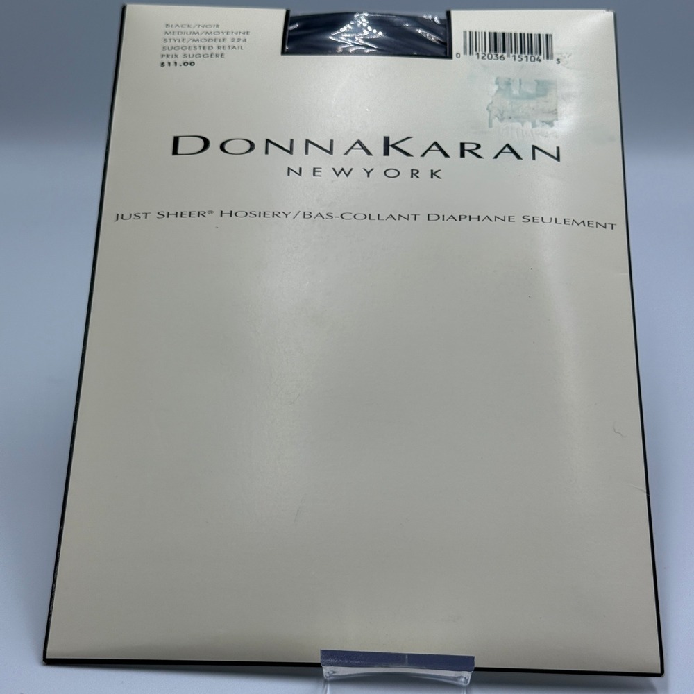 Vintage‎ Donna Karan Just Sheer Hosiery Black/Noir Size M Style 224 NWT